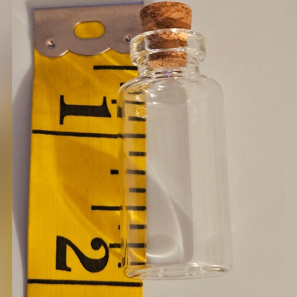 Handmade Necklace Glass bottle Cork Top Hand Crafted Dainty Pendant Blue Bids 2" - Picture 8 of 16